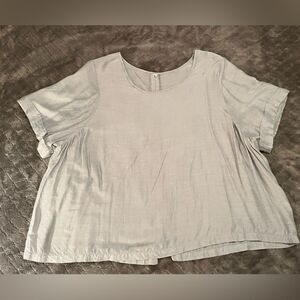 Silver Silk Short Sleeve Blouse
